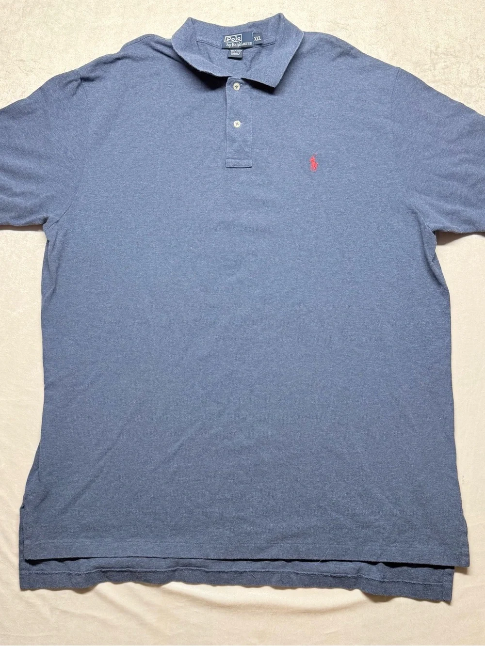 Ralph Lauren Heathered Blue Polo with Red Pony Embroidery